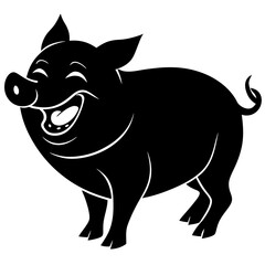 A pig laughing uncontrollably silhouette vector illustration