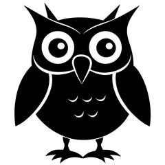 A silly owl with upside down eyes silhouette vector illustration