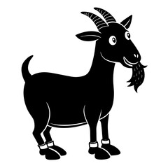 A silly goat chewing on a sock silhouette vector illustration 
