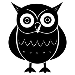 A silly owl with upside down eyes silhouette vector illustration
