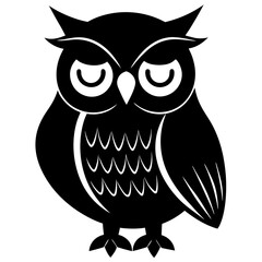A sleepy owl with droopy eyes silhouette vector illustration 