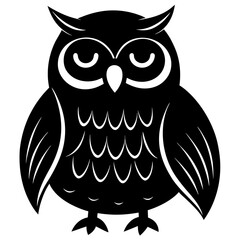 A silly owl with upside down eyes silhouette vector illustration 