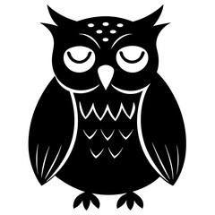 A sleepy owl with droopy eyes silhouette vector illustration 