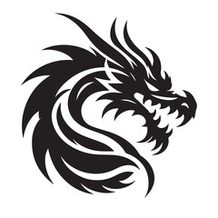 Vector silhouette of a roaring dragon head