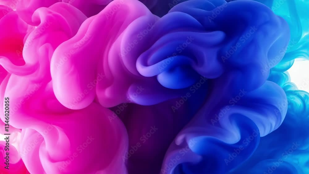 Aufkleber abstract image of colorful ink mixing together in water creating a swirling cloud effect