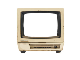 A vector illustration of an isolated vintage PC with a cut-out screen, featuring retro design elements, perfect for tech, nostalgia, and vintage-themed projects.