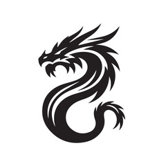 Dragon head Silhouette Vector on white