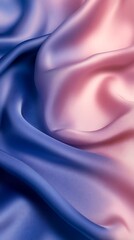 Serene ombre silk drapes in a mesmerizing blend of deep blues transitioning to soft pinks, evoking a sense of calm and tranquility.