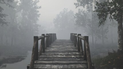 Misty Forest Bridge: A Serene Escape into Nature's Embrace