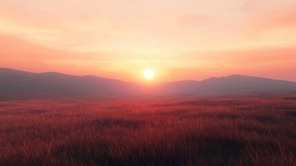 Fototapeta premium Sunset over Serene Grasslands