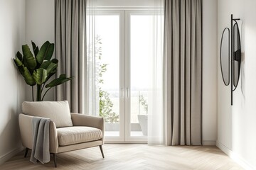 Modern minimalist bedroom with a view