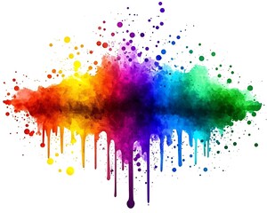 Rainbow Ink Splash for Dripping Color Burst.