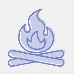 Icon campfire. Camping and adventure elements. Icons in two tone style. Good for prints, posters, logo, advertisement, infographics, etc.