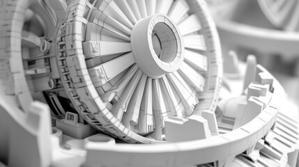 Turbine detail, factory, monochrome, design