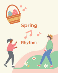 Celebrate easter with music and dance in a beautiful springtime garden setting. Perfect for Spring Invitations, Holiday Branding, and Creative Event Projects