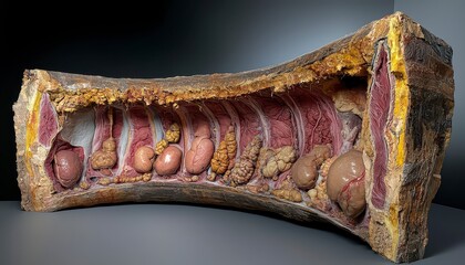 Explore detailed anatomical structures with this high-resolution cross-sectional CT scan of the human body with precise organ visualization Witness the intricate arrangement of internal organs and