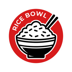 Rice bowl logo vector illustration simple lettering