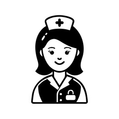 nurse icon, nurse silhouette vector illustration-simple silhouette illustration of nurse, perfect for nurse logos and icons