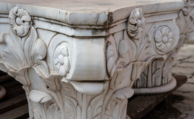 Greece ancient marble column closeup