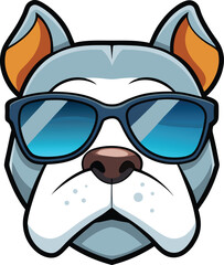 Bulldog wearing sunglasses Logo Mascot icon