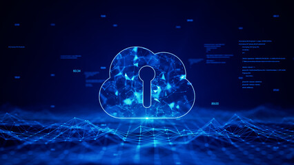 Cloud computing and big data concept. Connecting network abstract blue futuristic background. 3D rendering.