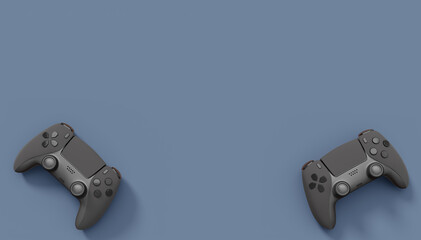 Realistic black video game joysticks or gamepads on black background © Vasyl Onyskiv