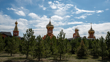 christian church in a green forest in Ukraine
