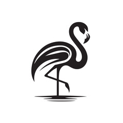 Flamingo Silhouette Vector Illustration on White Background