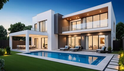 Contemporary Home Facade Photography with Luxurious Architectural Features