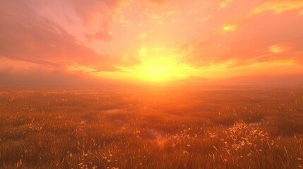 Golden Hour Prairie Sunset: A Serene Landscape