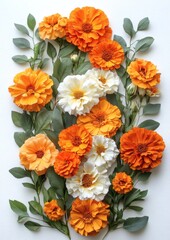 A colorful bouquet of flowers with orange and white petals