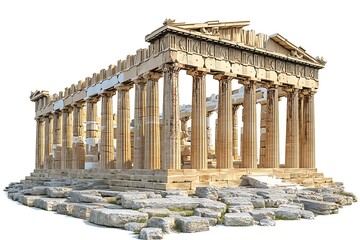 Obraz premium Ancient Parthenon ruins, Greece, archaeological site, historical landmark, for education, travel, history