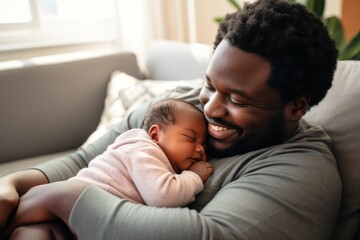 Baby sleeping on dad's chest