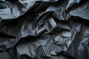 Crumpled dark grey paper texture background