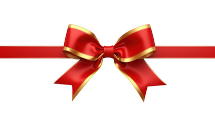 Elegant Red Ribbon with Gold Bow Isolated on PNG Transparent Background
