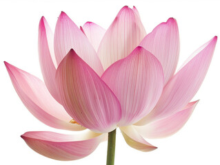 Fototapeta premium Radiant Lotus Bloom: An exquisite, vibrant pink lotus flower, its delicate petals gracefully unfurling, symbolizes purity, beauty, and spiritual awakening. A visual ode to nature's elegance.