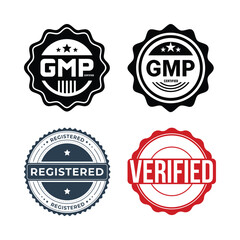 A set of vintage premium quality stamps and labels for business, food, and menu designs, featuring icons, symbols, and retro illustrations with badges, ribbons, and emblems