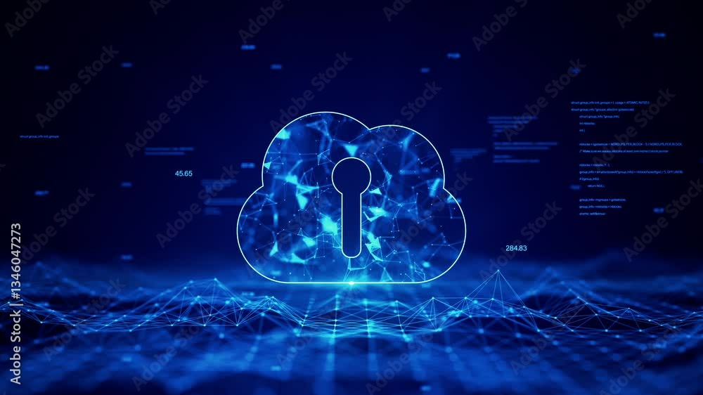 Poster cloud computing and big data concept. connecting network abstract blue futuristic background. animat