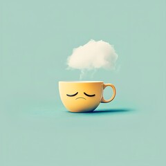 Sad Coffee Cup with Cloudy Day.