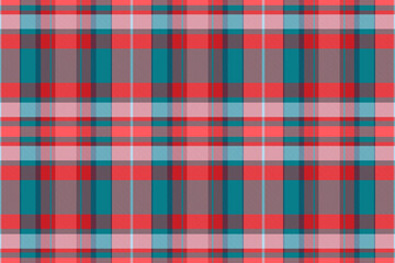 Decor background textile seamless, pano check pattern tartan. Choose texture vector plaid fabric in red and cyan colors.