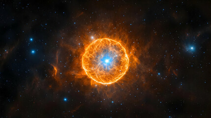 Obraz premium Fiery Orange Nebula In Deep Space