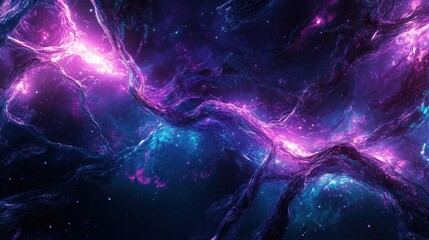Naklejka premium Cosmic Nebula: A Symphony of Purple and Blue