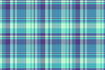 Fototapeta premium Dreamy textile texture vector, cell fabric check tartan. Linen pattern seamless plaid background in teal and cyan colors.