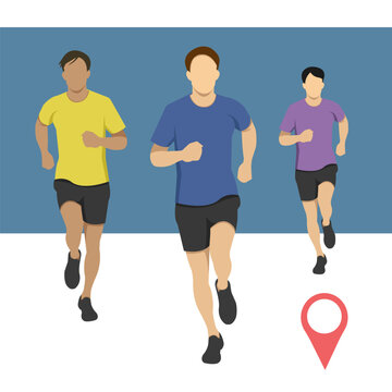 Marathon run. Group of running people