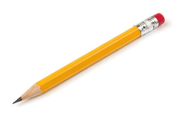 Yellow pencil with eraser isolated on white background