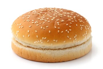 Sesame seed burger bun isolated on white background