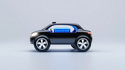 Fototapeta premium sleek black electric car with visible battery, showcasing modern design and technology