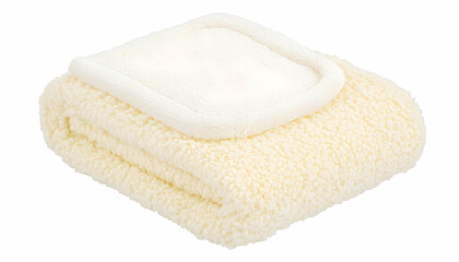 Folded fleece blanket in soft cream color offers warmth and comfort