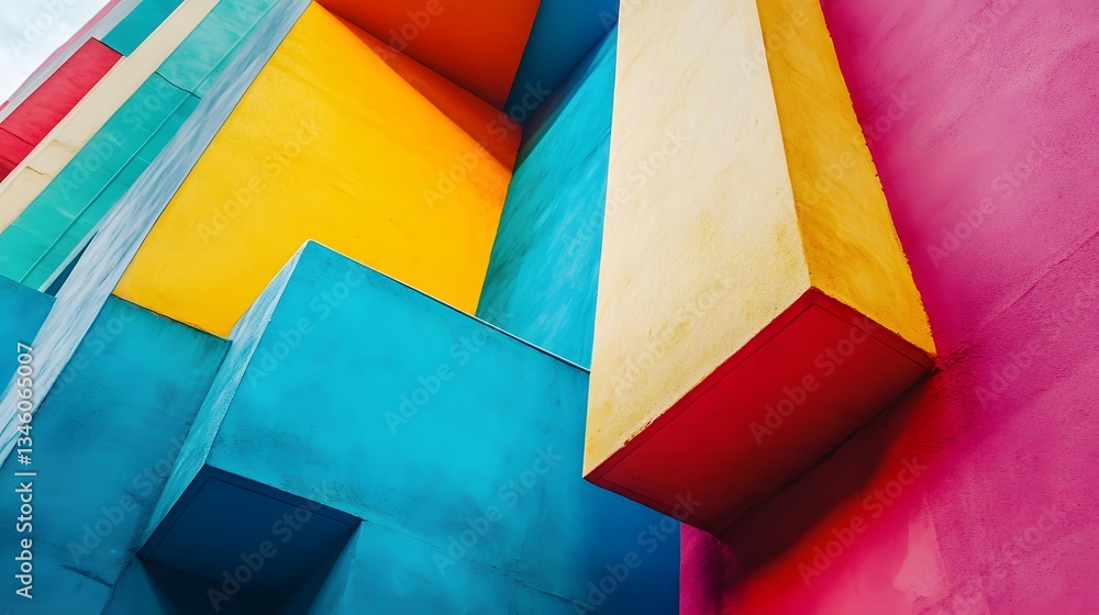 Aufkleber Colorful architectural abstraction creating vibrant geometric patterns