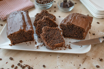 Coffee chocolate cake fresh and homemade baked